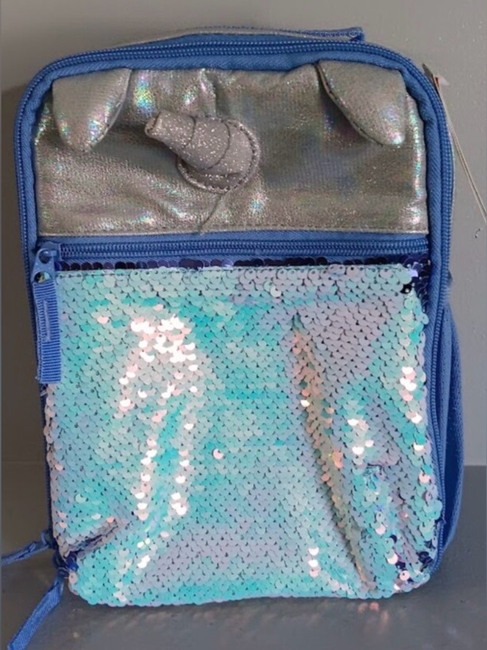 Unbranded Blue Iridescent Sequin Unicorn Crossbody Bag
